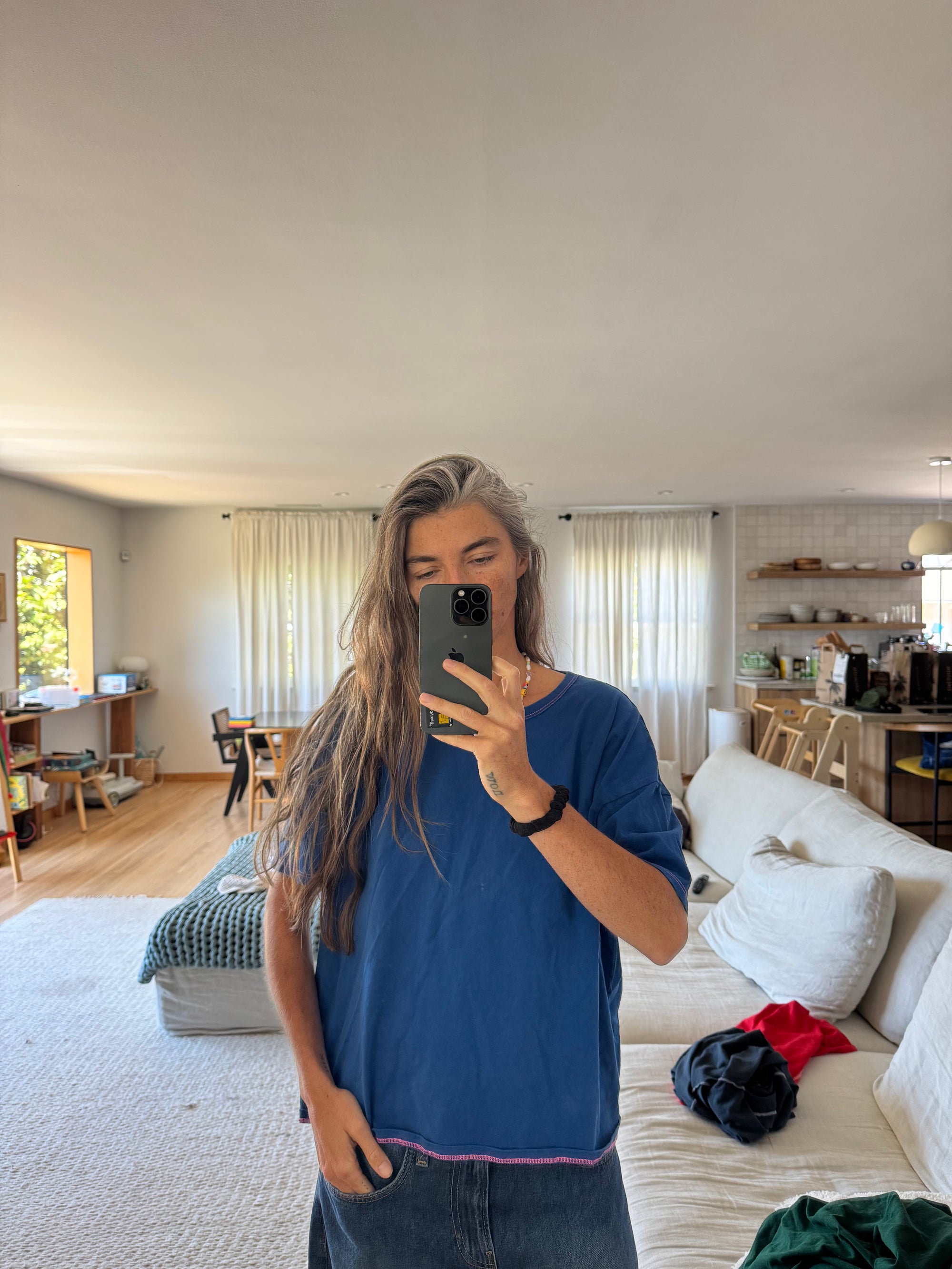 Adult Solid Boxy Tee - Cobalt Blue