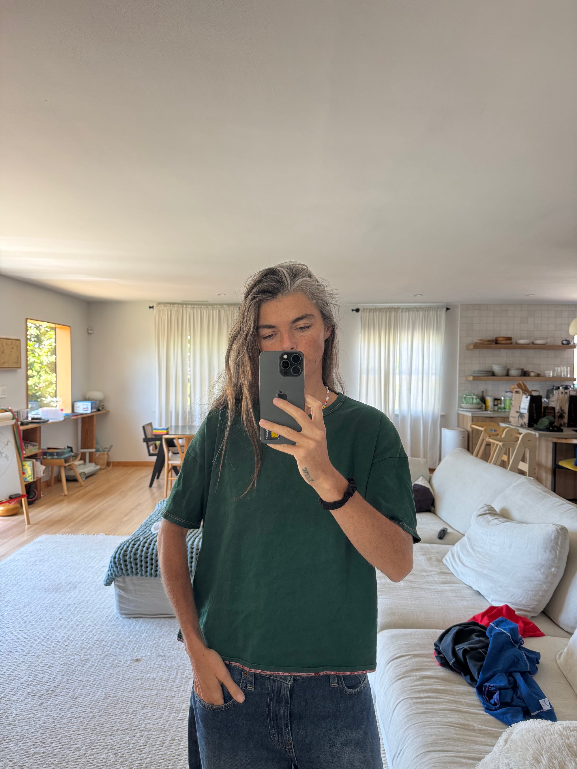 Adult Solid Boxy Tee - Forest Green