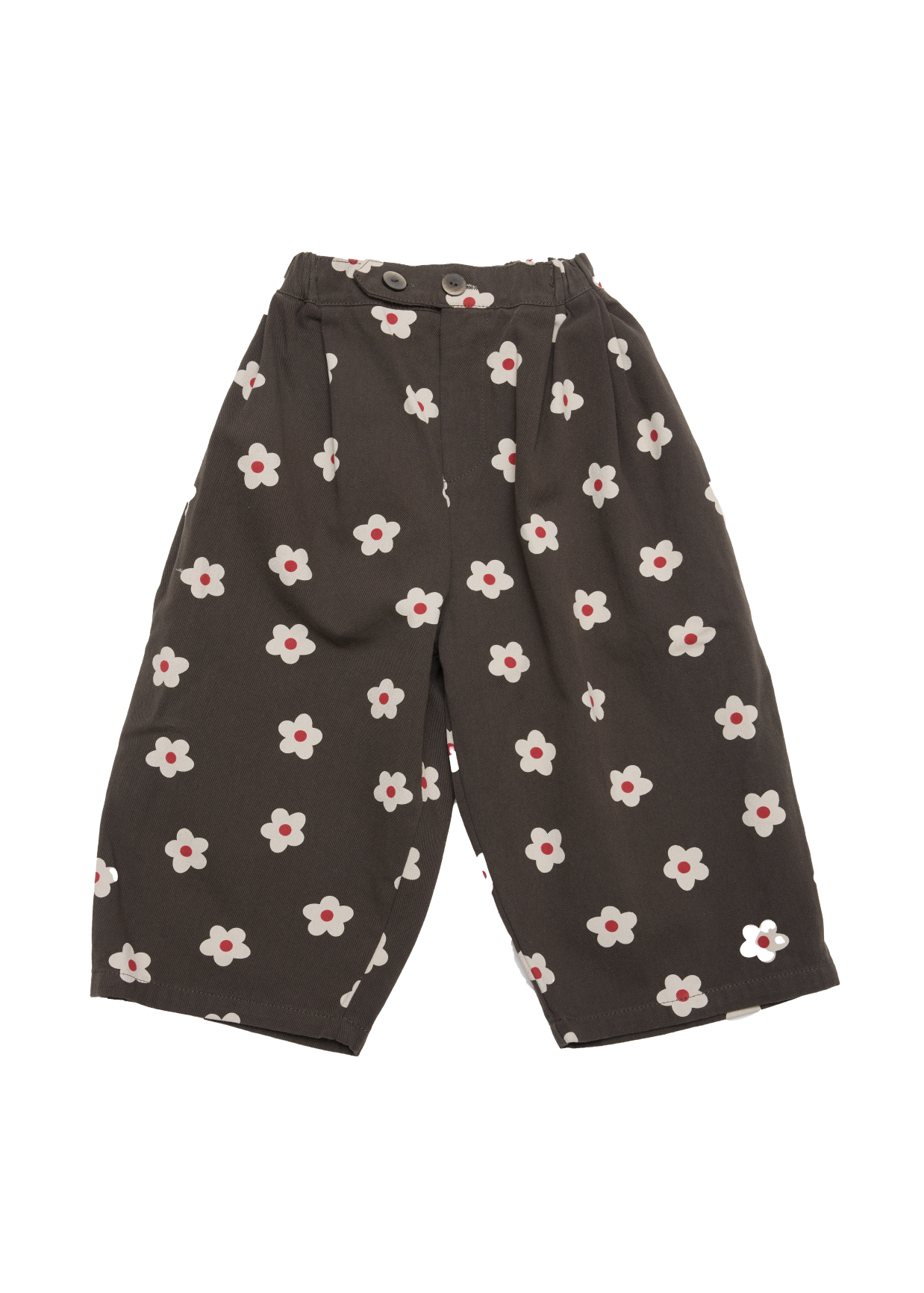 High-Waisted Cropped Flower Pant - Charcoal