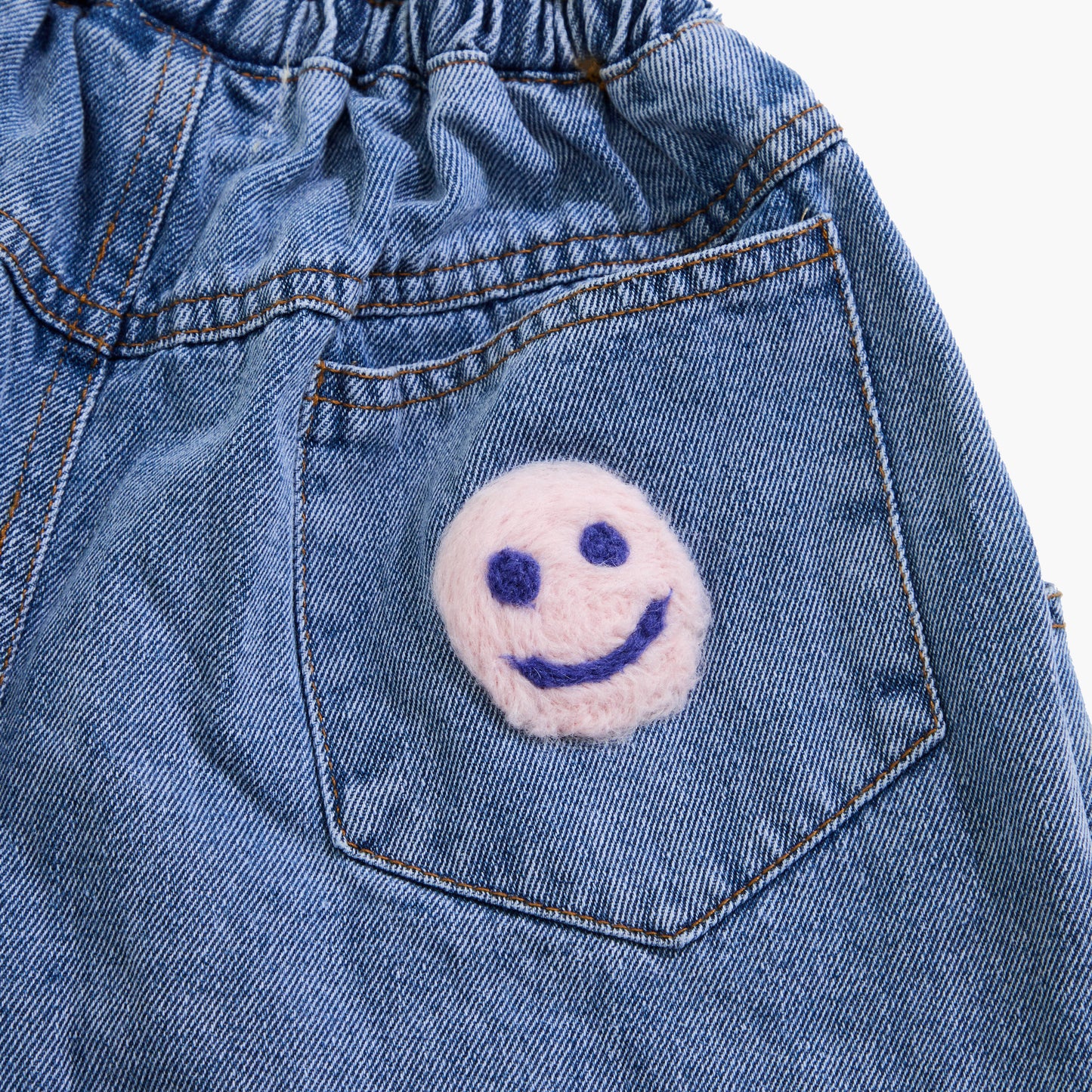 Frankie Oversized Denim Pant - Smiley Face - 3Y